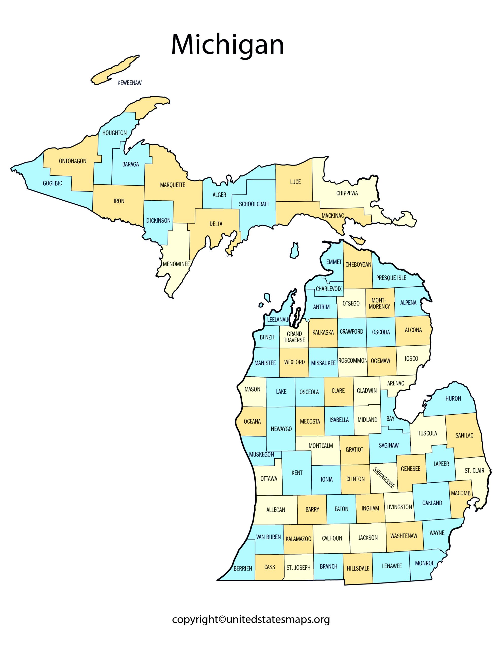 Michigan County Map Map of Michigan Counties