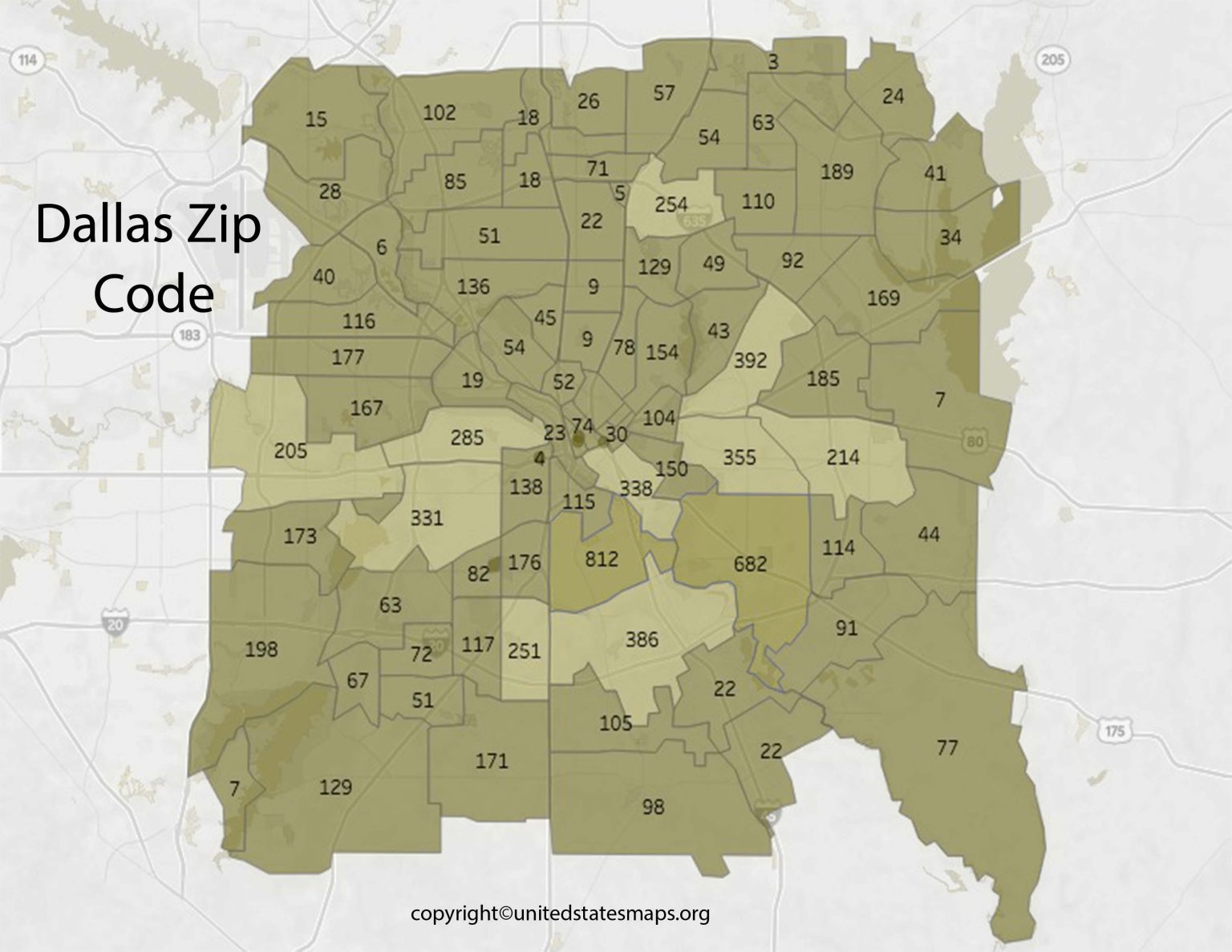 Dallas Zip Code Map Map of Dallas by Zip Code