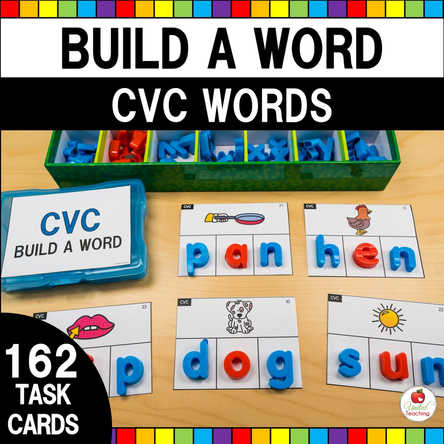 CVC Word Building Task Cards United Teaching