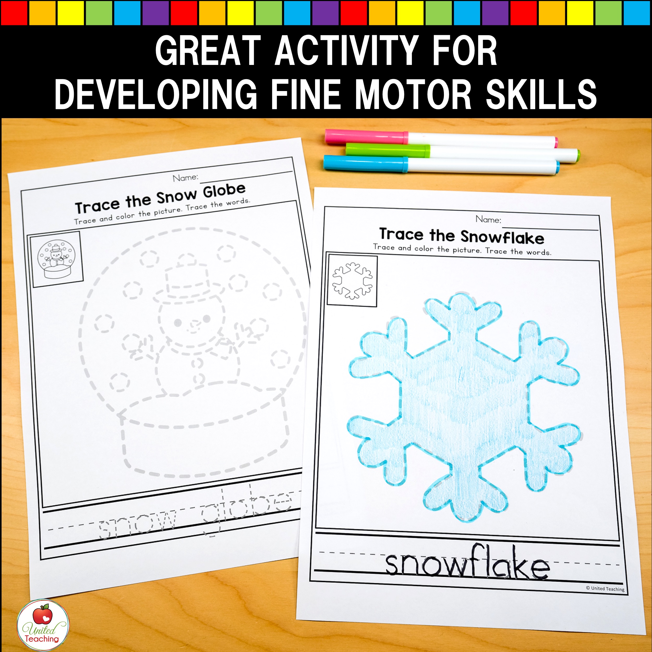 Winter Trace the Picture Worksheets United Teaching Winter Trace the Picture Worksheets United Teaching