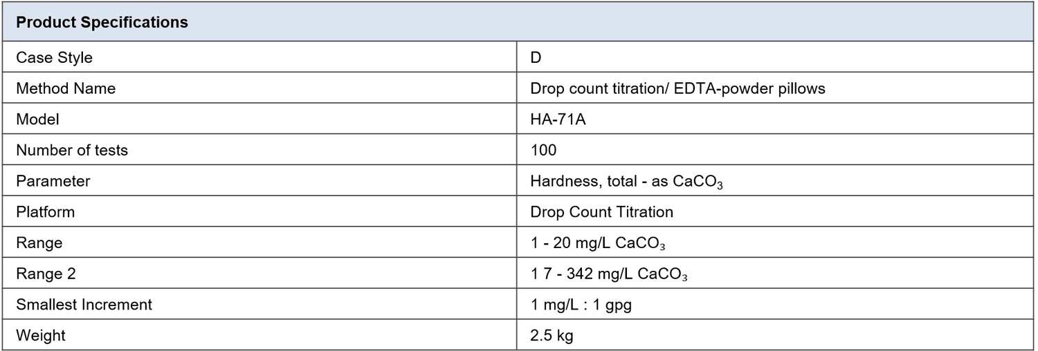 Total Hardness Test Kit, Model HA71A Unitest Instruments