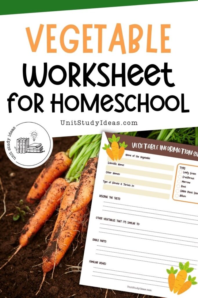 Free Printable Vegetable Study Worksheet for a Garden Unit Study