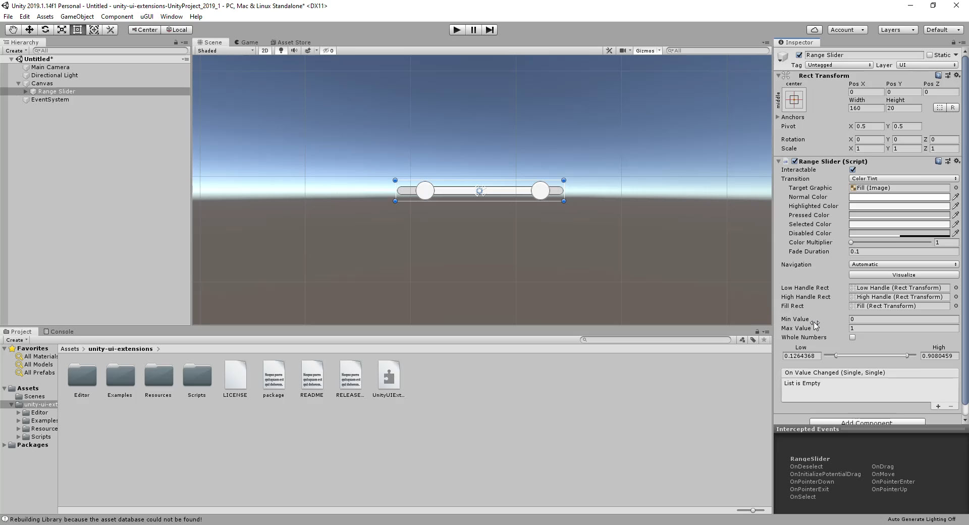 Range Slider UnityUIExtensions.GitHub.io