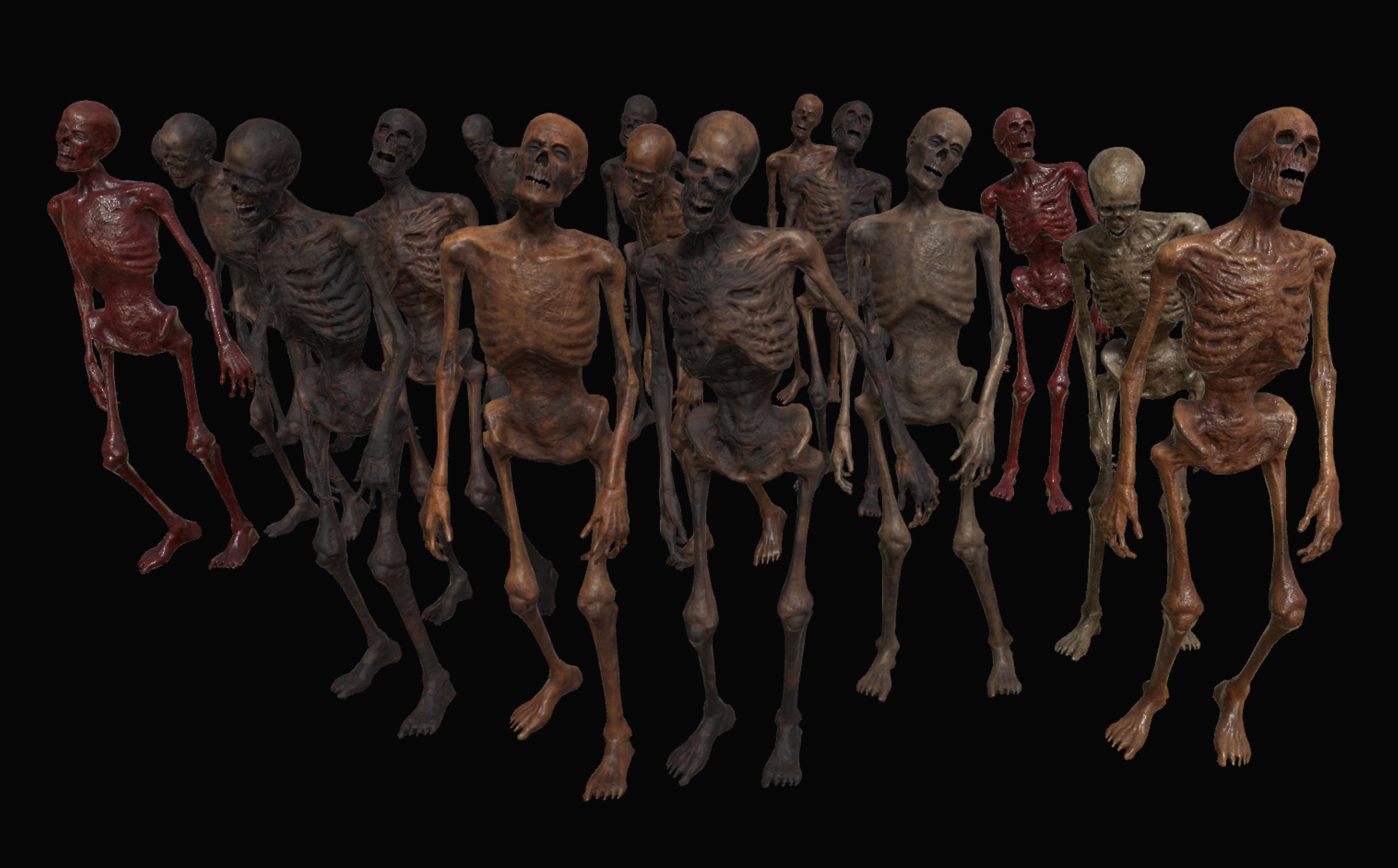 Skeleton Zombies Lowpoly 3D model Free Download Unity Asset Collection