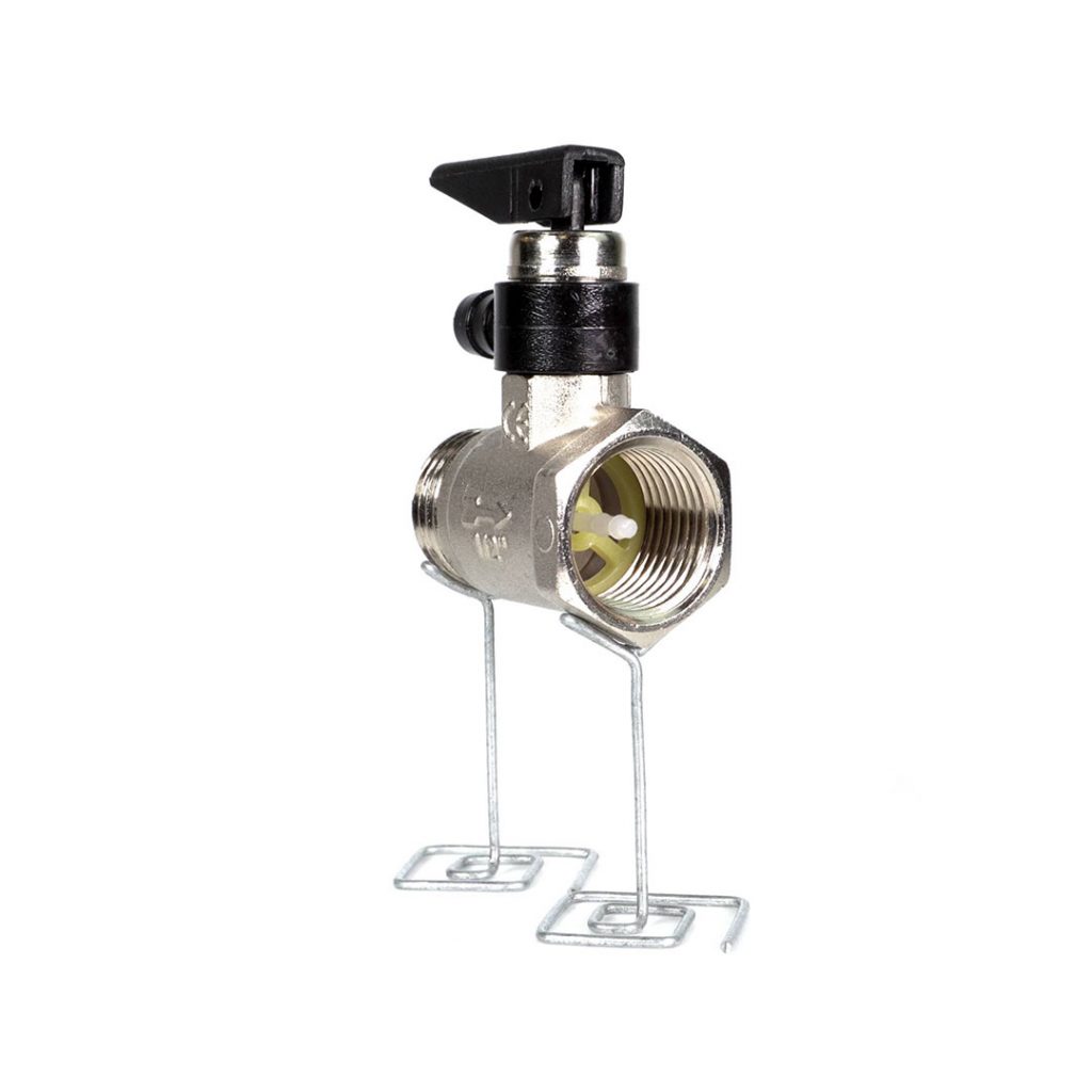Safety valve for water heaters (wood) with lever with orientable discharge 360° lower outlet
