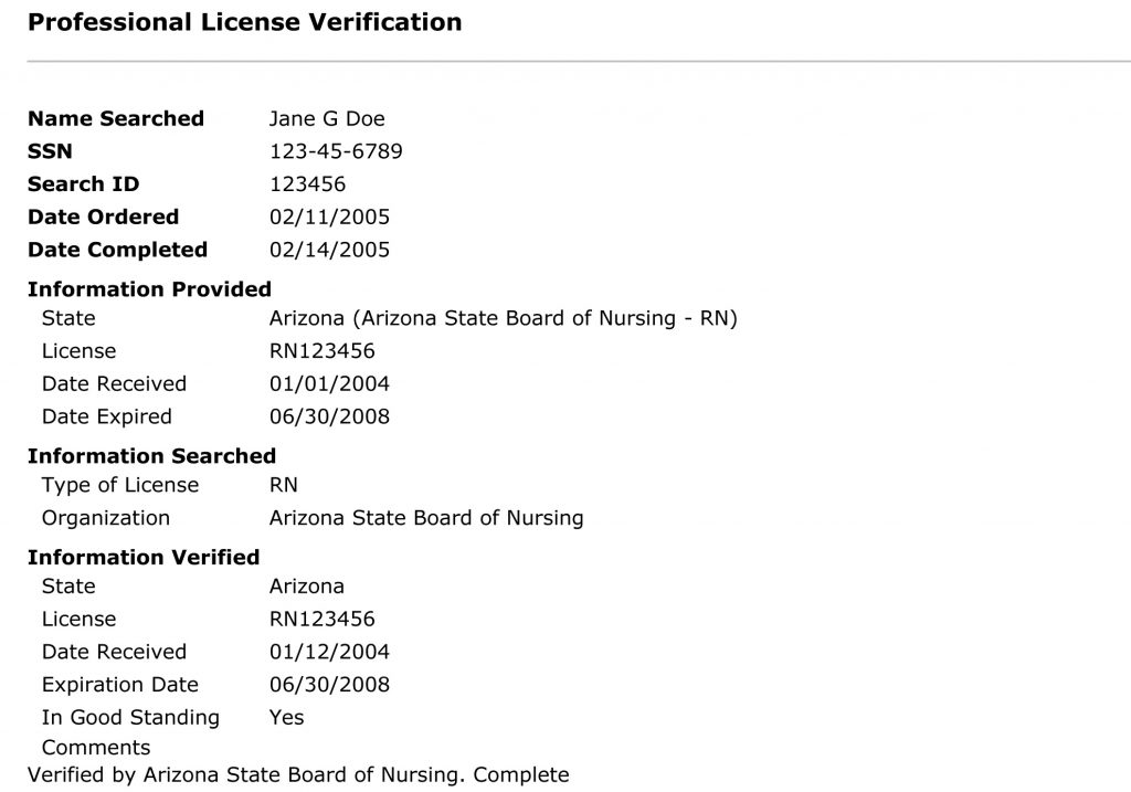 License Verification Universal Background Screening