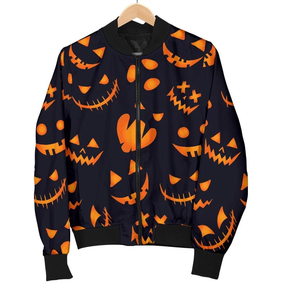 Halloween Pattern Pumpkins Bomber Jacket UniversalJacket
