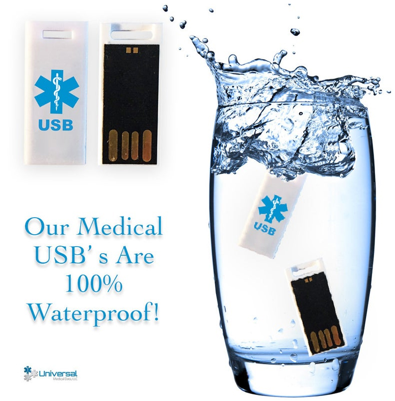 USB Medical Alert Bracelet Waterproof Hypoallergenic Silicone Wristband