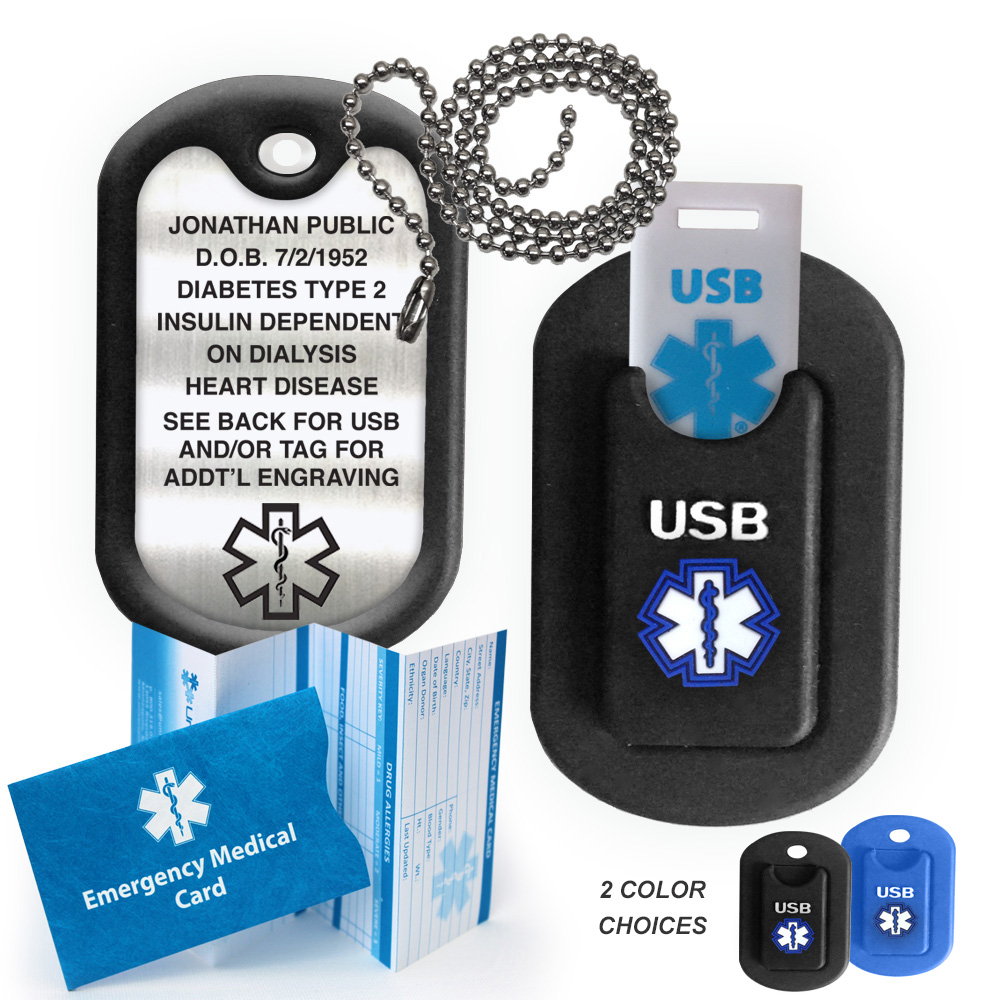 Informer USB Medical Alert ID Dog Tag. 2GB USB and Engraved Dog Tag