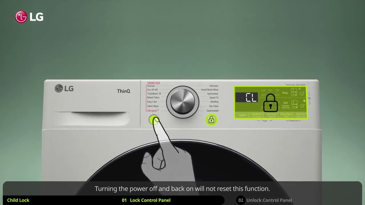 LG Washer Error Code CL How To Turn CHILD LOCK Off? Universal