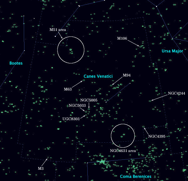 Canis Venatici Star Map Constellation Clickable Map(13) “Canes Venatici”