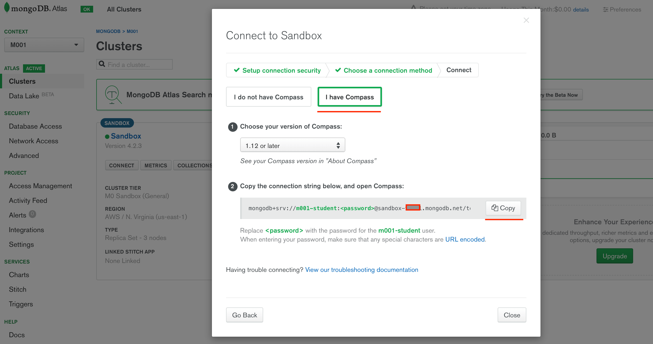 Mongo DB Compass Connection String MongoDB University MongoDB
