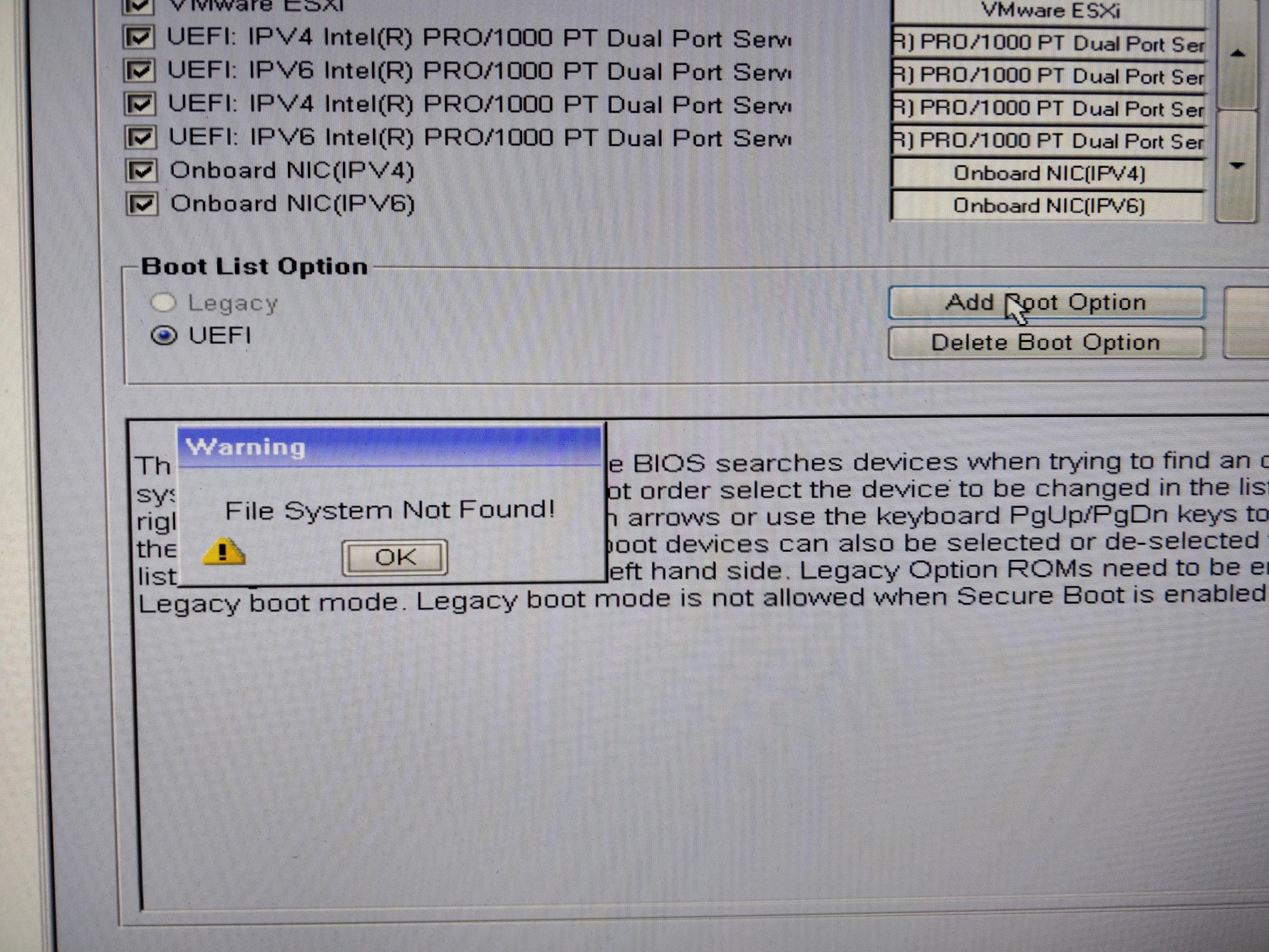 Workaround to get fresh vSphere 8.0 install to boot in UEFI mode