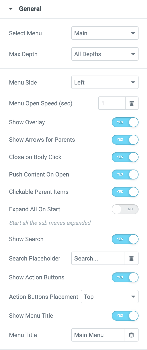Side Menu Unlimited Elements for Elementor