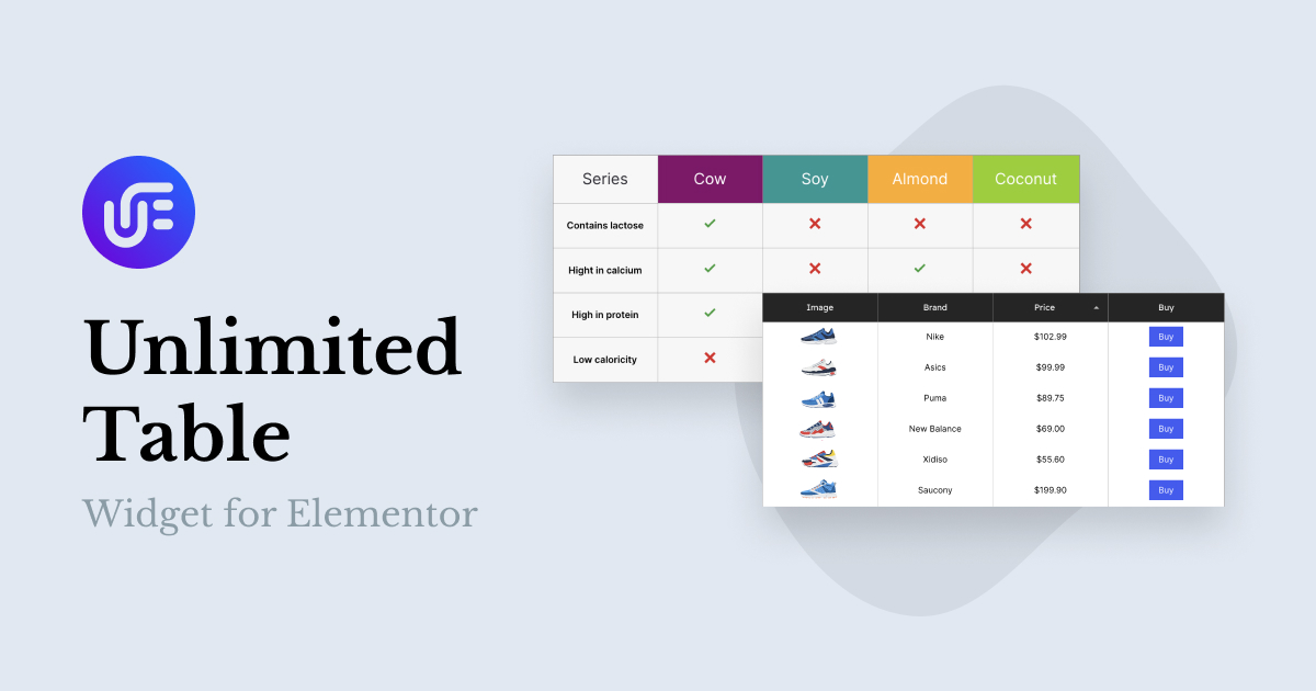 Unlimited Table Widget for Elementor Unlimited Elements for Elementor