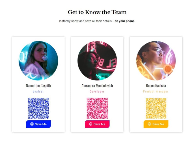 vCard with a QR Code Unlimited Elements for Elementor