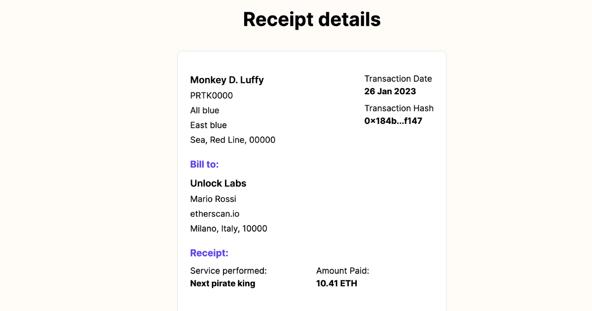 Unlock Unveils NFT Transaction Receipts