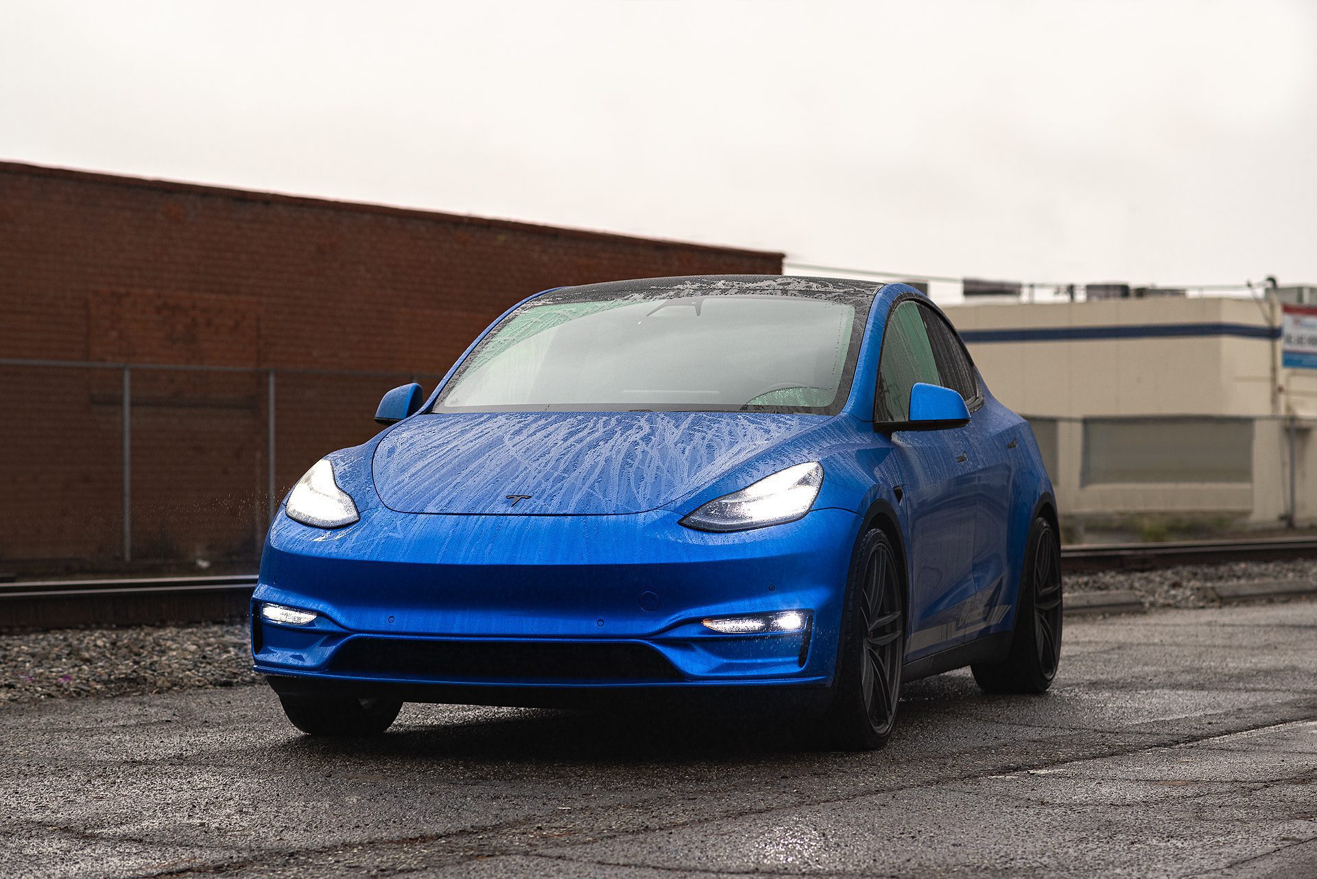 Deep Blue Metallic Tesla Model Y UP Front Fascia System (Front Bumper