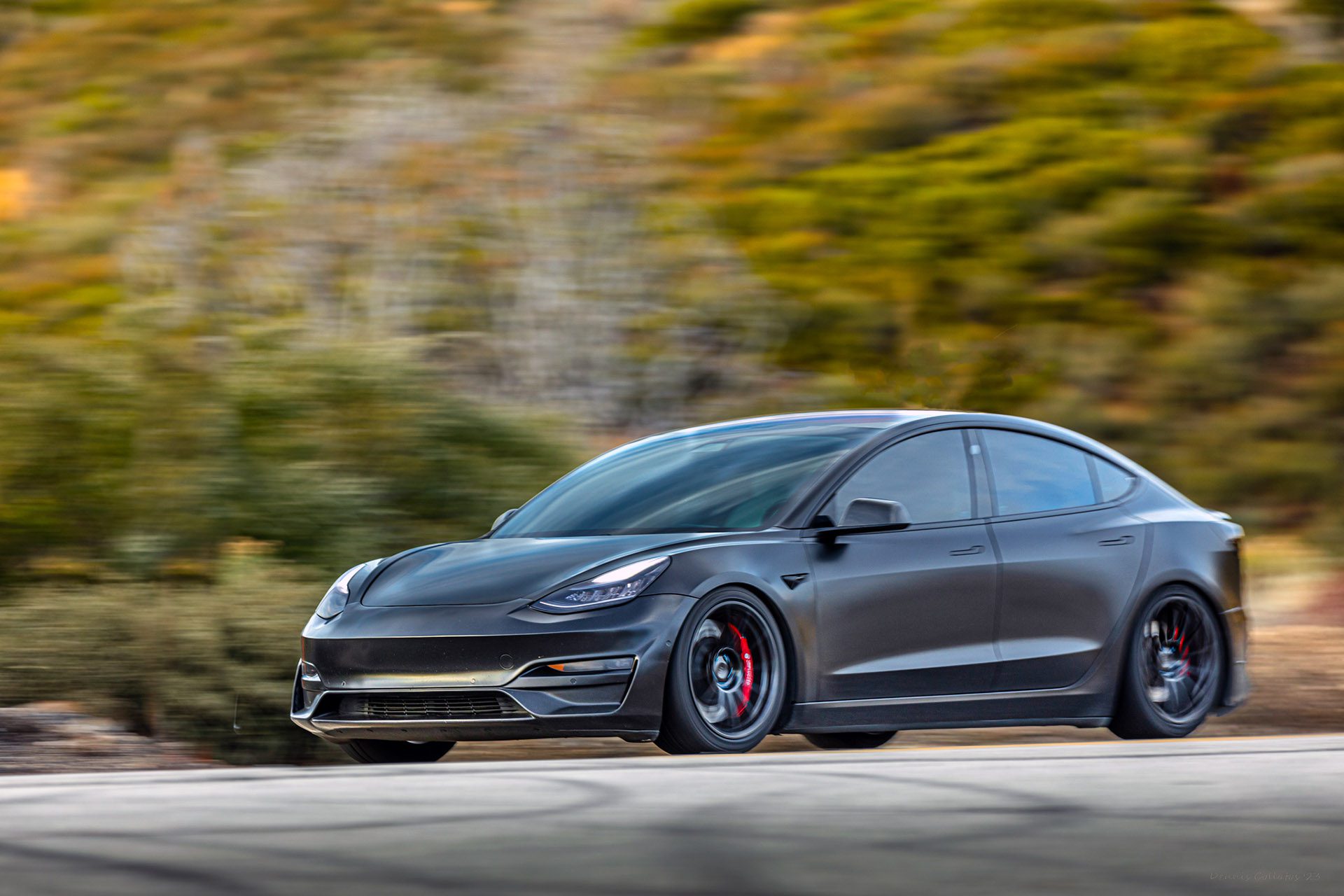 Zack's Matte Black Tesla Model 3 Performance On UP Parts & Wheels