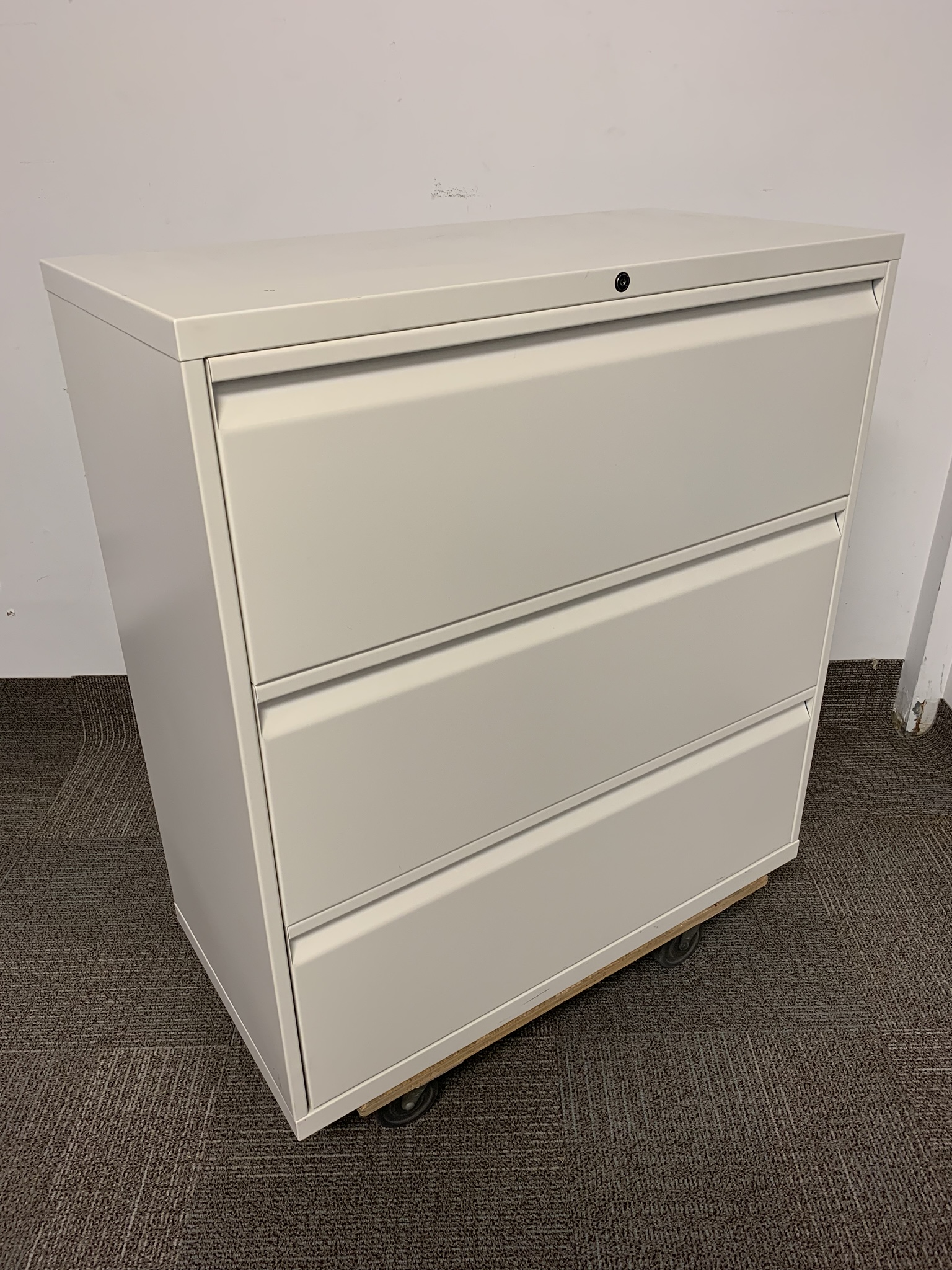 3 Drawer Lateral Filing Milk Knoll Calibre