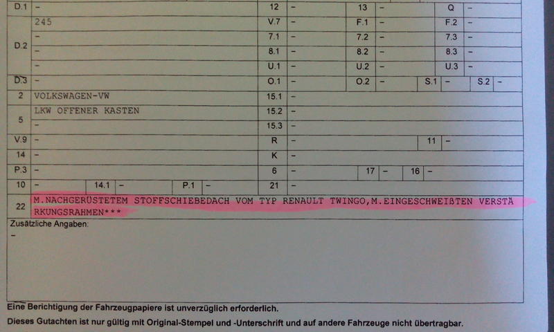 TwingoFaltdach in die T3 Doka
