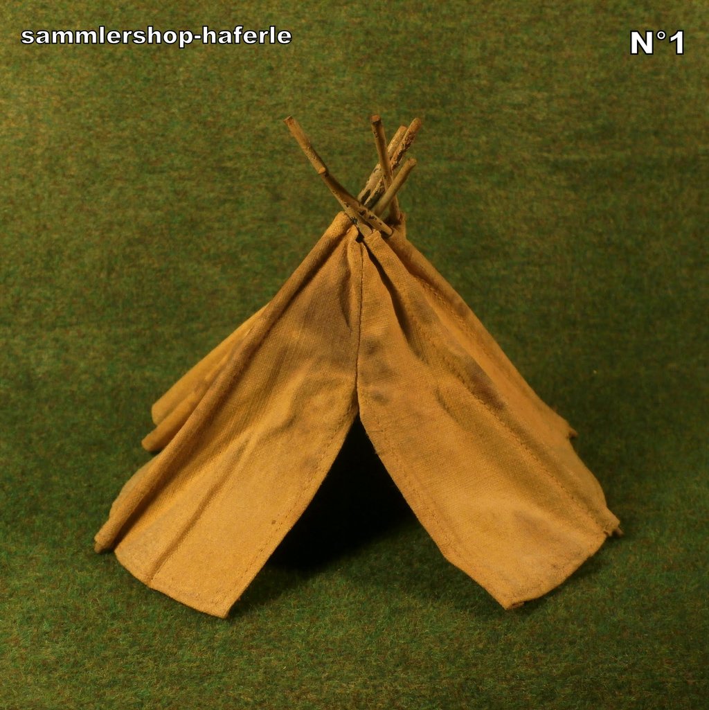 Altes Indianer Zelt aus LeinenStoff für 4cm Merten Elastolin Lineol