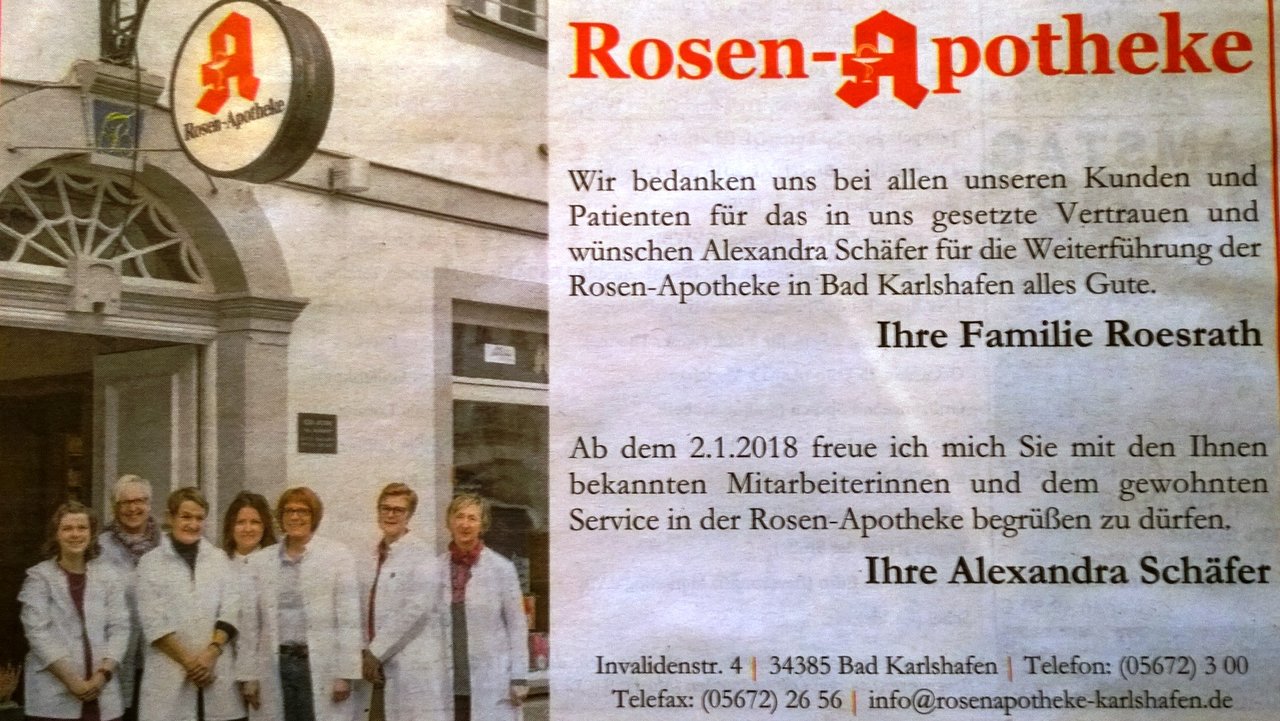 Alexandra Schäfer übernimmt Rosen Apotheke Bad Karlshafen