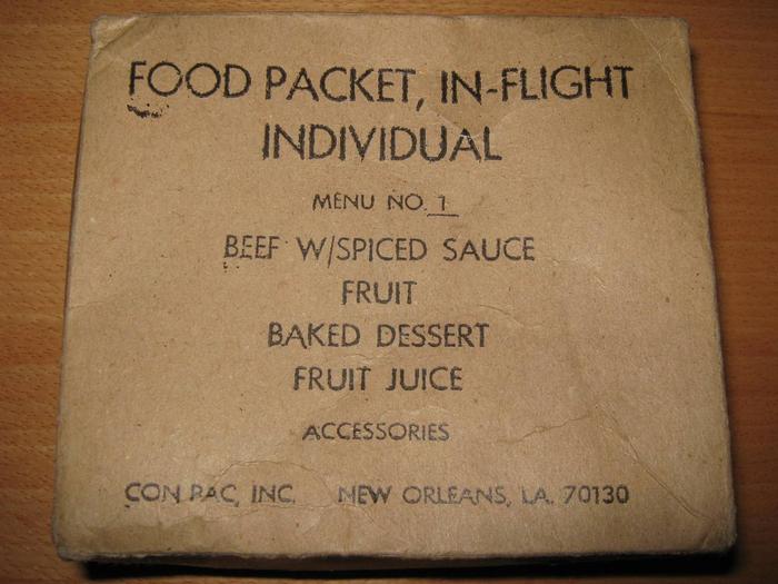 FOOD PACKET, INFLIGHT INDIVIDUAL MENU NO. 1, DoP 1979