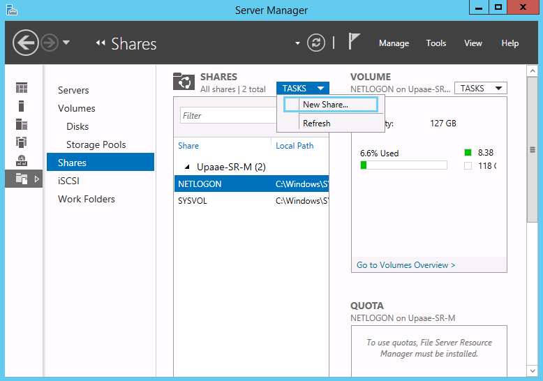 How to Create a Share folder in Windows Server 2012 (using server
