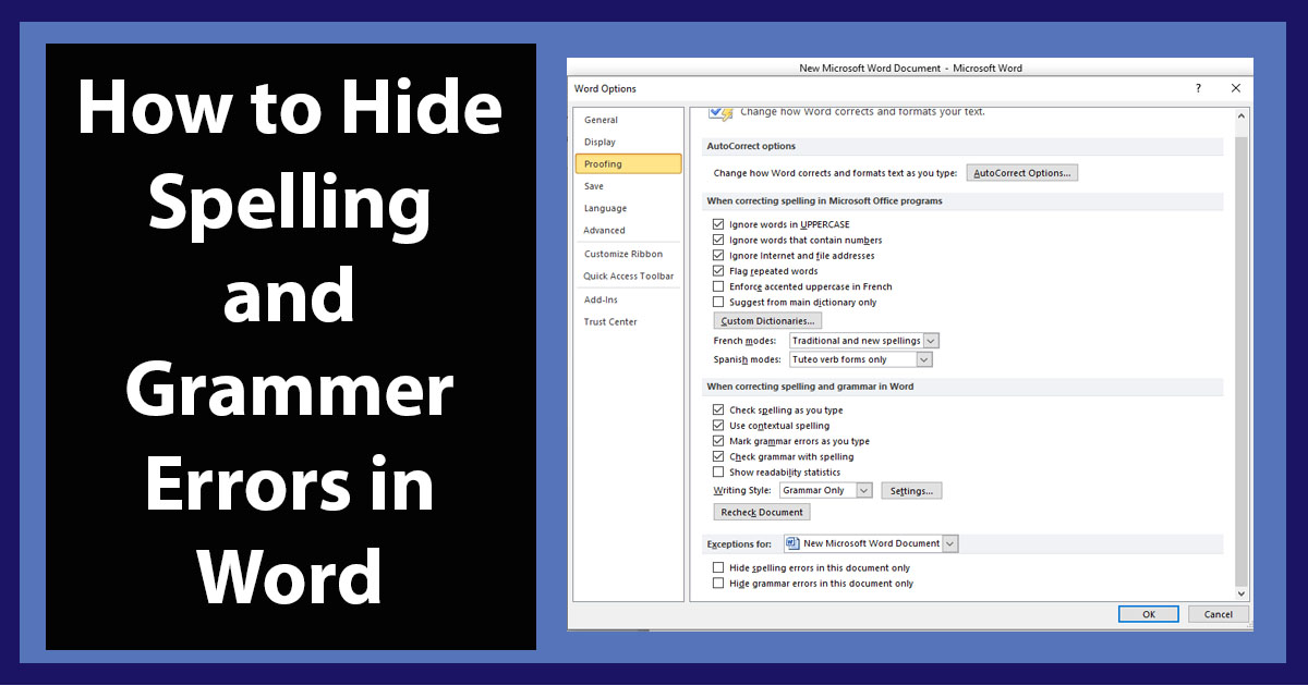 How to Hide Spelling and Grammar Errors in Word UPaae