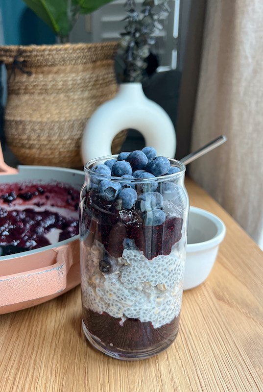 Blueberry Pie Gut Healthy Overnight Chia Oats