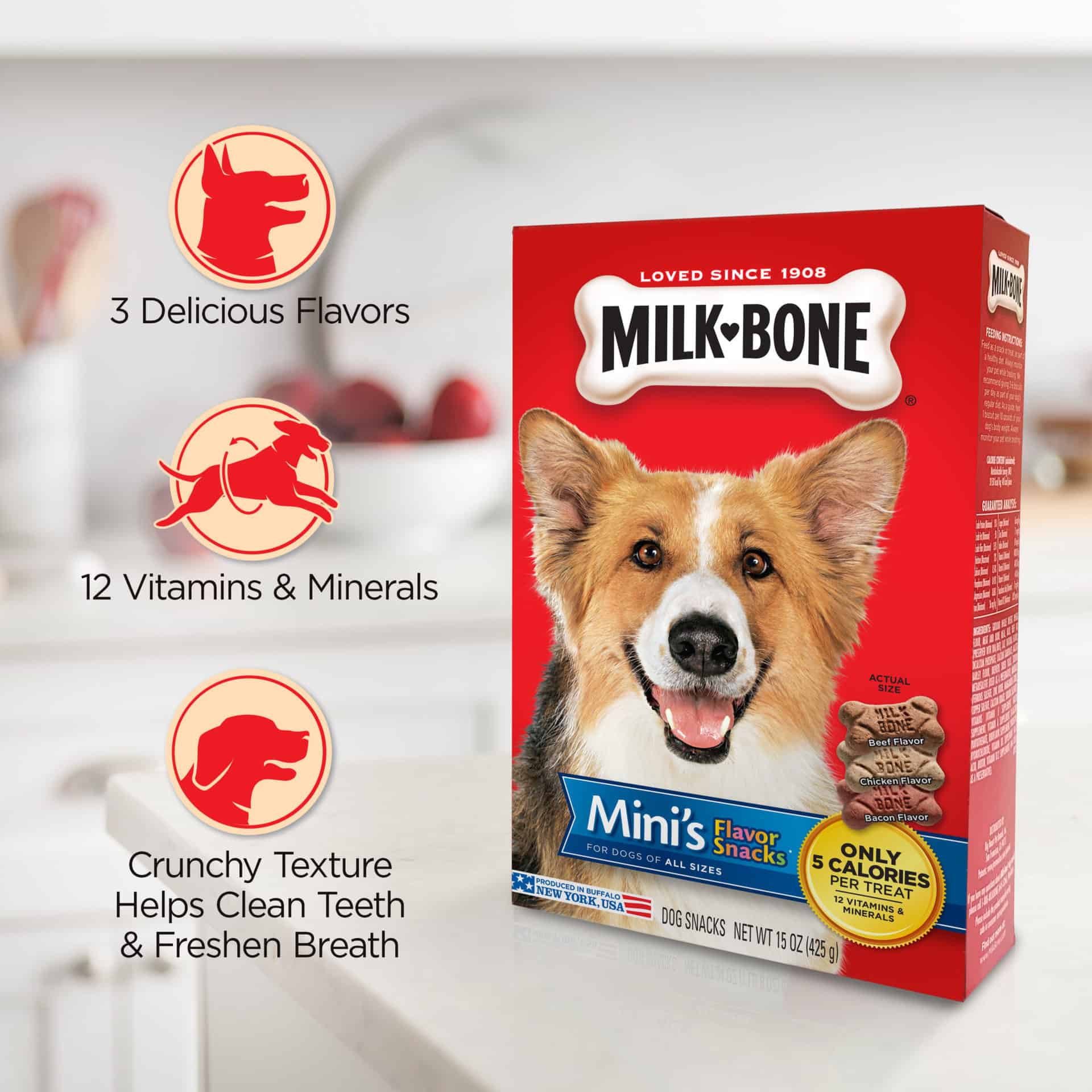 MilkBone Mini's Flavor Snacks Dog Treats 15 oz UPCO