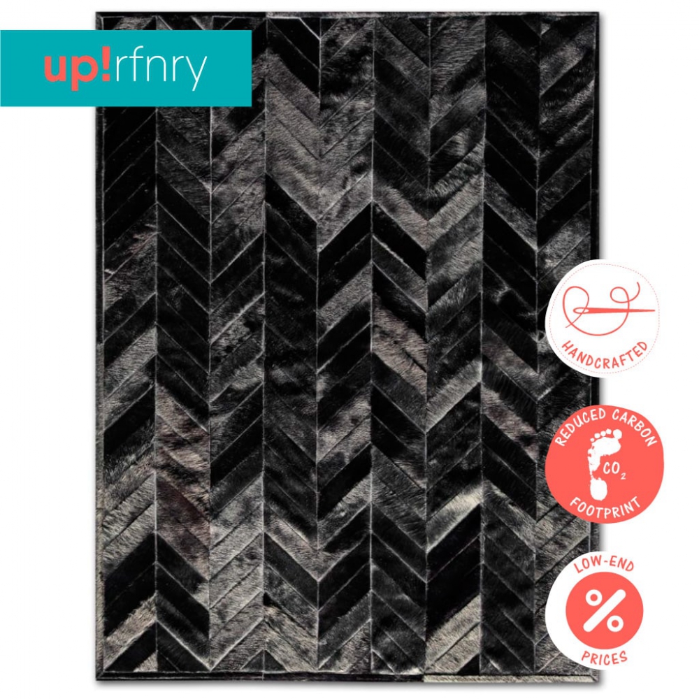 Chevron Cowhide Rug Patchwork Rugs Upcycle Refinery Free Worldwide Shipping