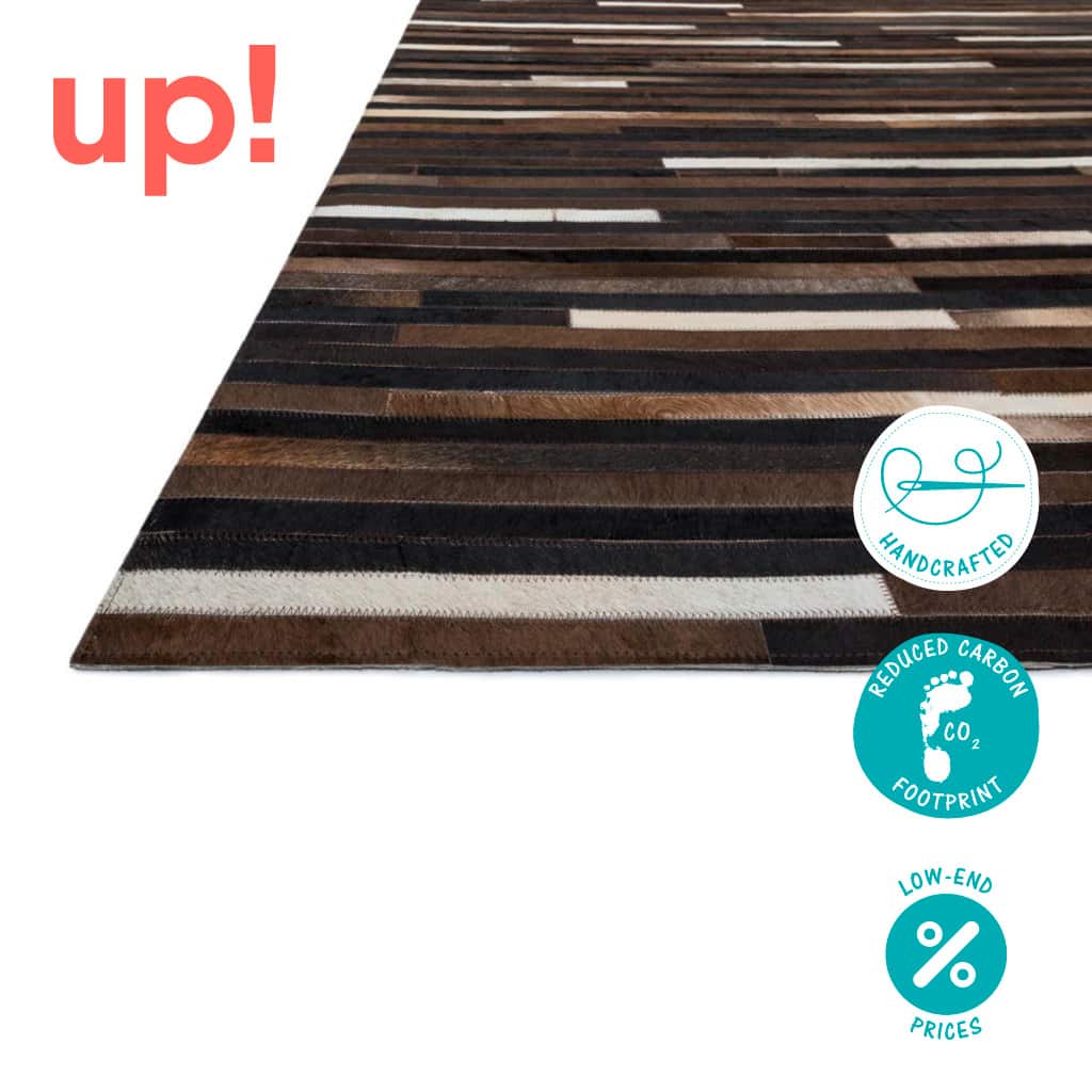 Striped Cowhide Rug Patchwork Rugs Upcycle Refinery Free