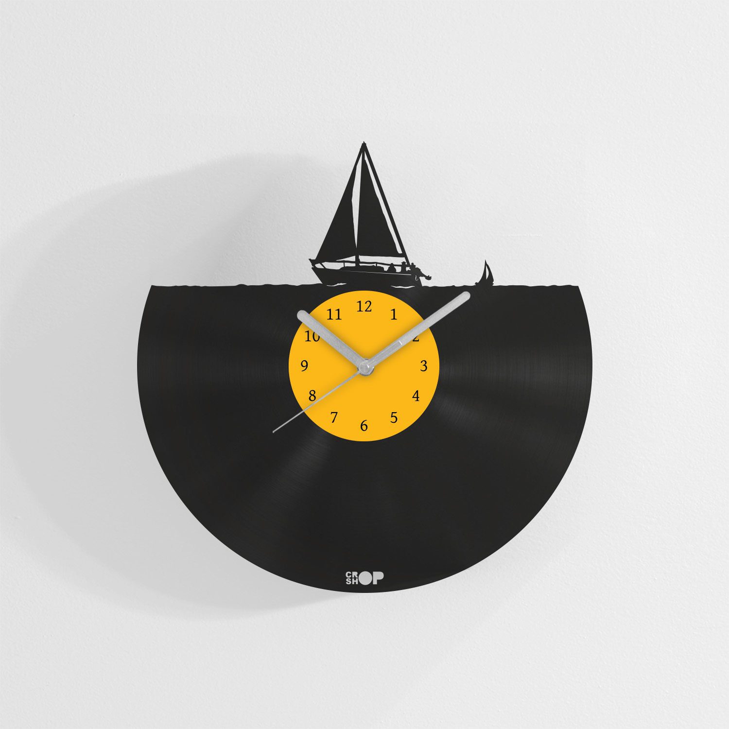 Yacht wall clock from upcycled vinyl record (LP) Upcycle That