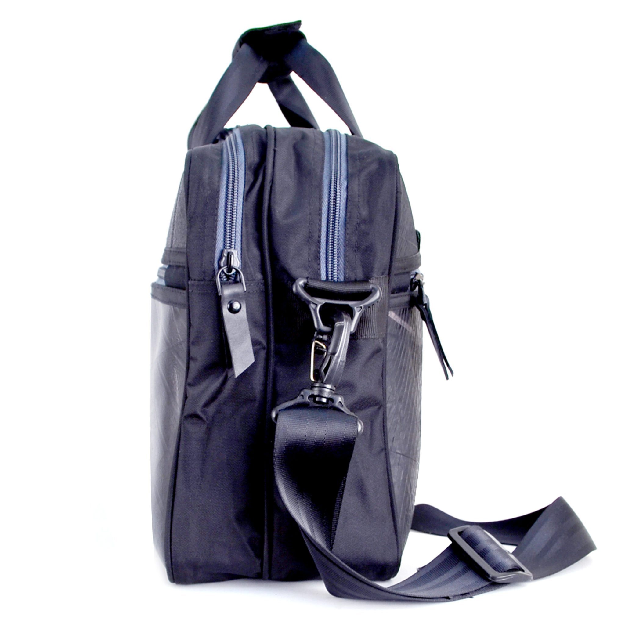 Vegan leather laptop bag Grey Zip Upcycle That