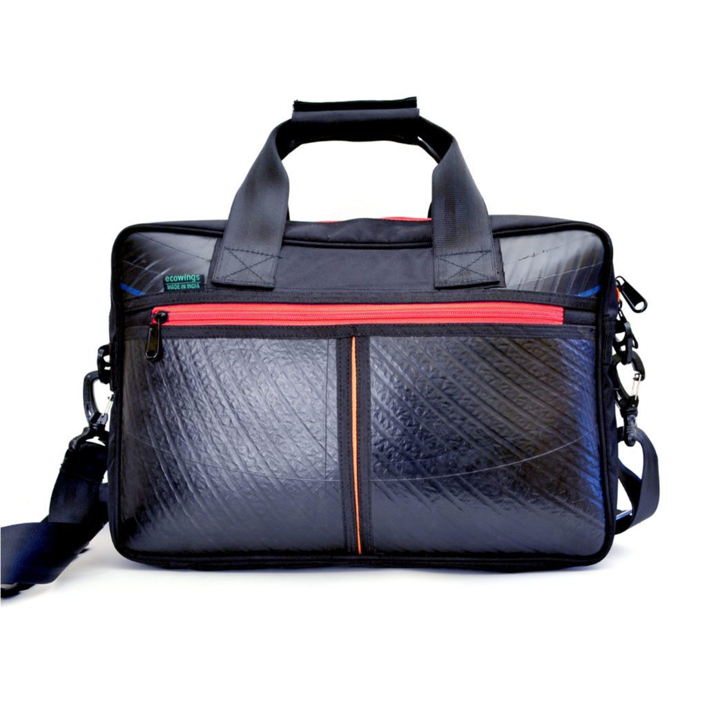 Vegan Leather Laptop Bag Red Zip Upcycle That