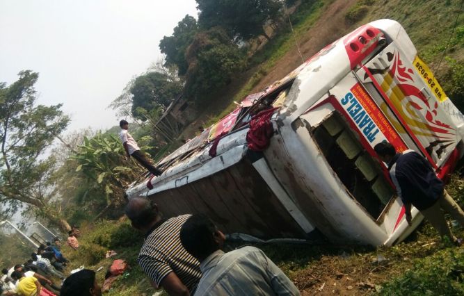 Dhauli bus accident Over 40 West Bengal tourists injured at Buddhist