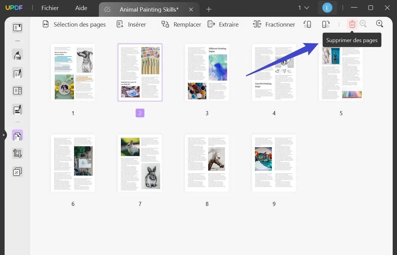 Méthode simple pour supprimer des pages d'un fichier PDF UPDF