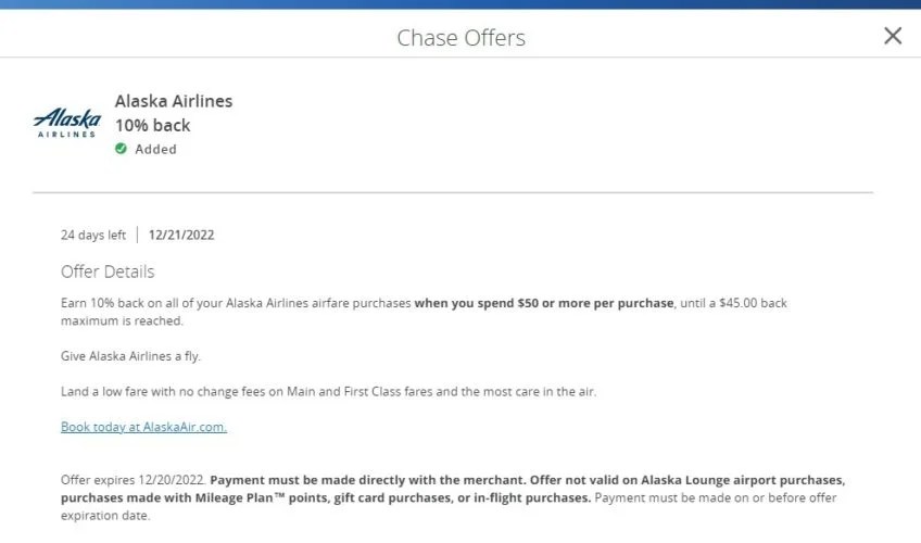 Get 10 Back on Alaska Airlines Flights With New Chase Offer