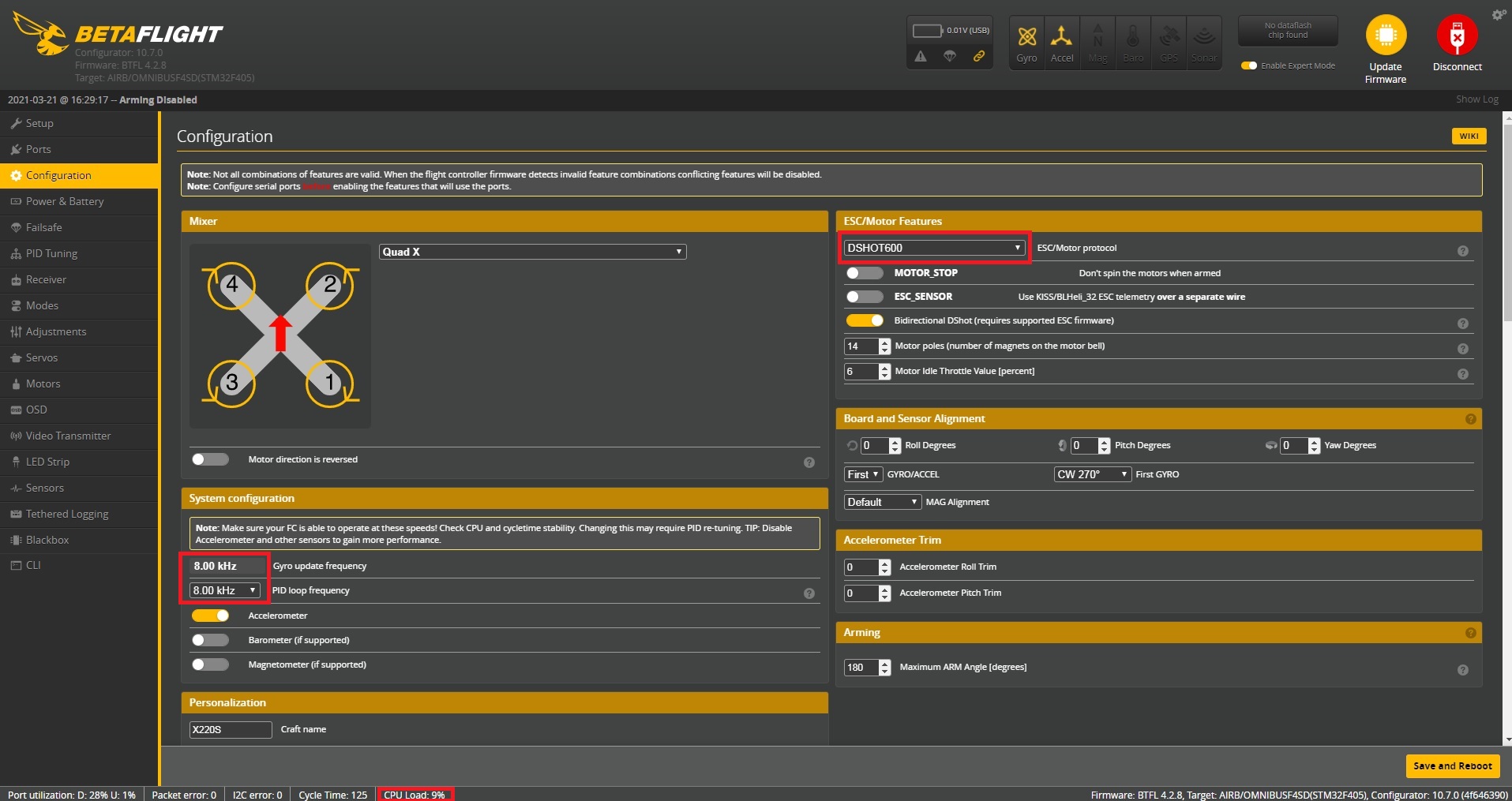 Betaflight Motor Configuration