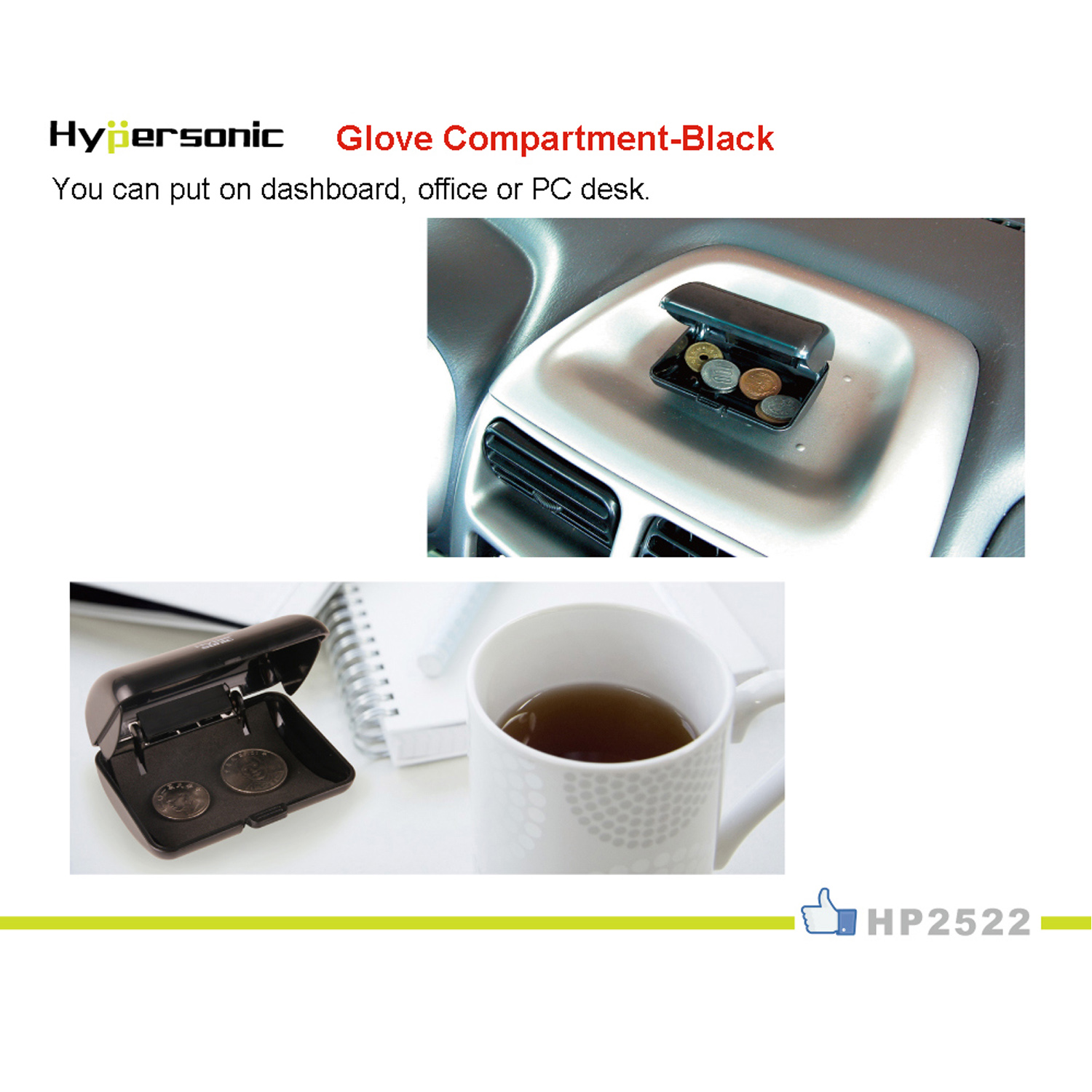 Hypersonic Plastic Coin Holder for Car Change Organizer Black Storage