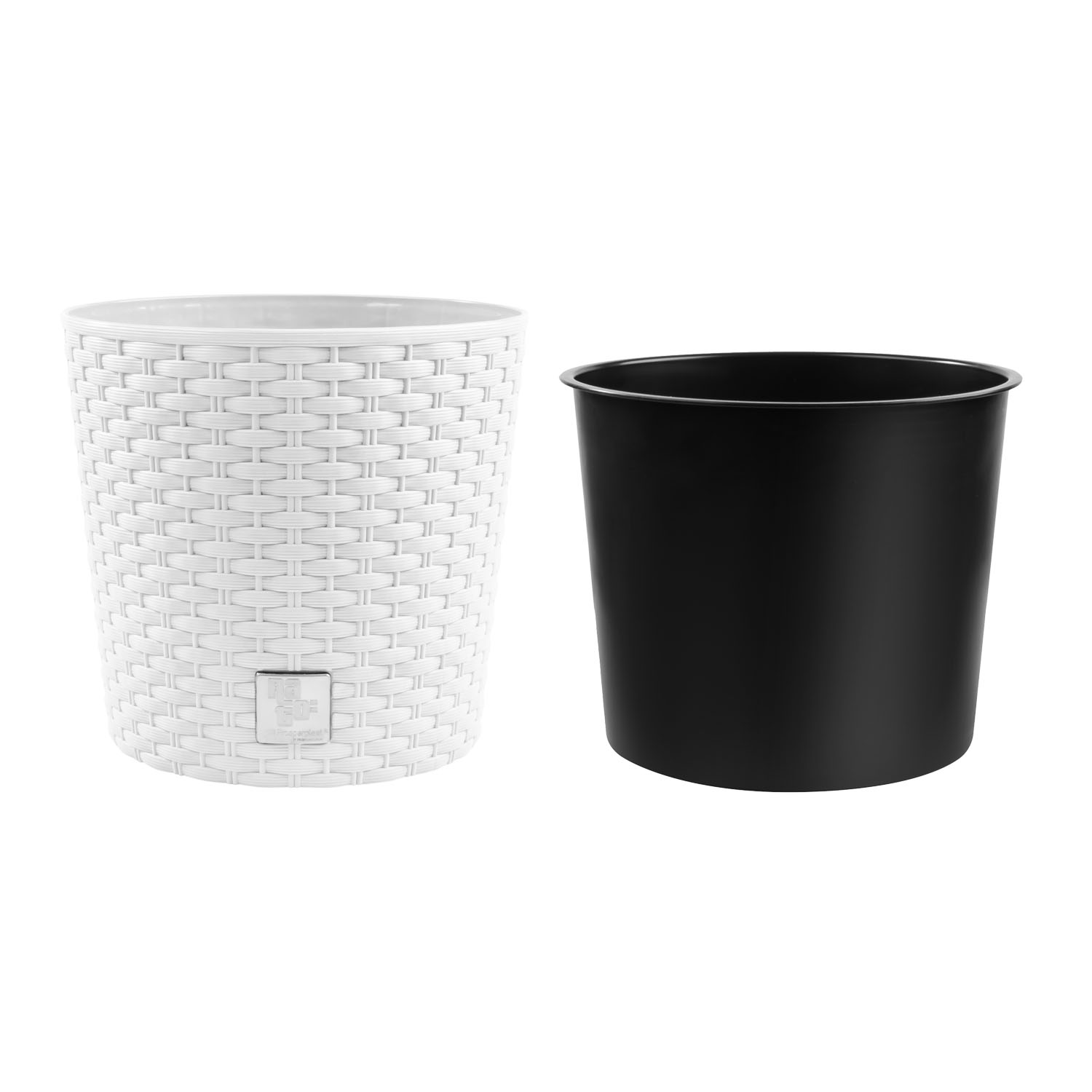 Flower Pot Rattan Look Planter Round 30cm White Insert 5905197957272 eBay