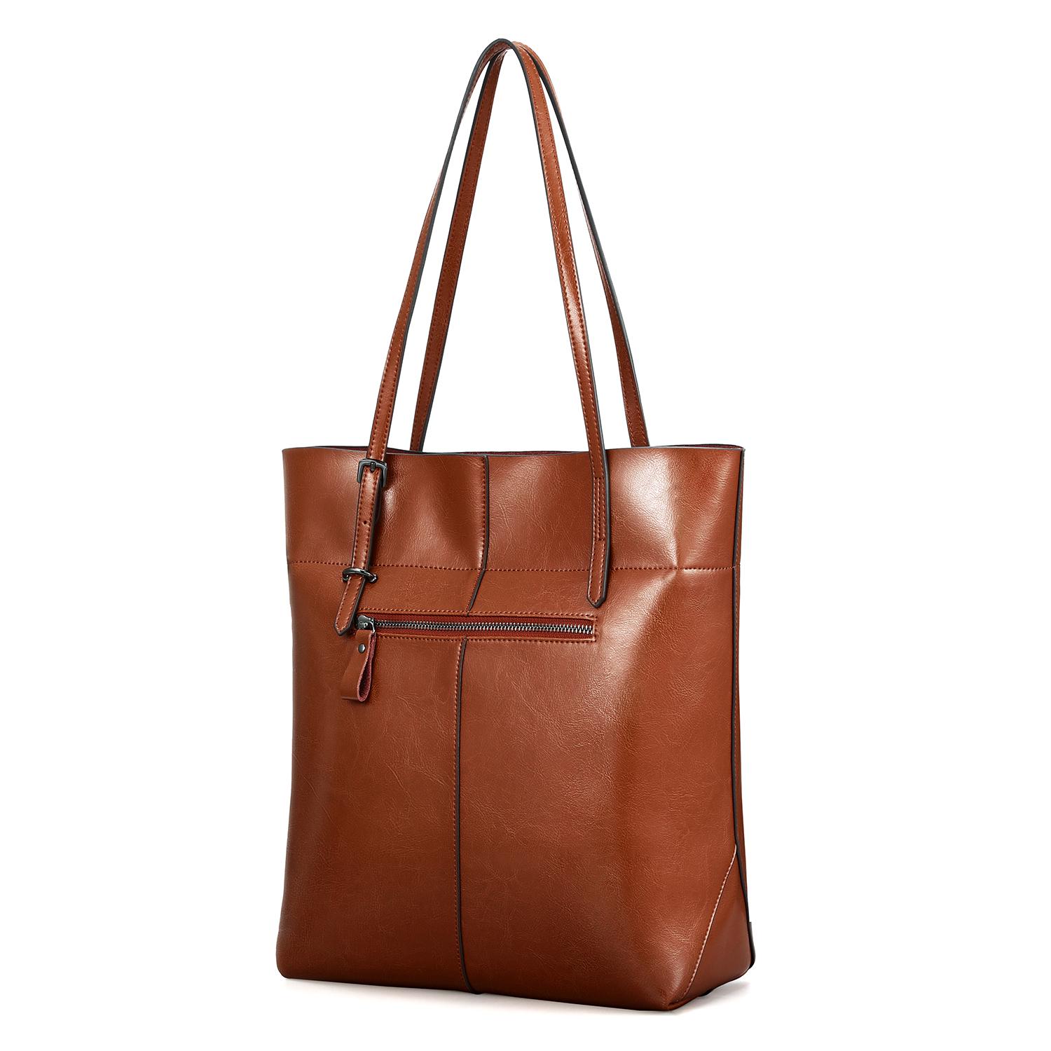 Kattee Vintage Genuine Leather Tote Shoulder Bag With Adjustable