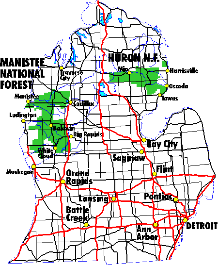 Huron National Forest Map File:huron Manistee Usfs Map.png - Wikipedia