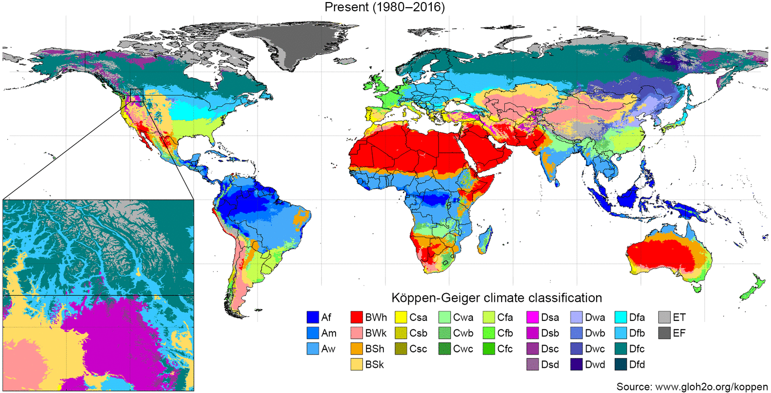 Koppen Geiger Climate Map