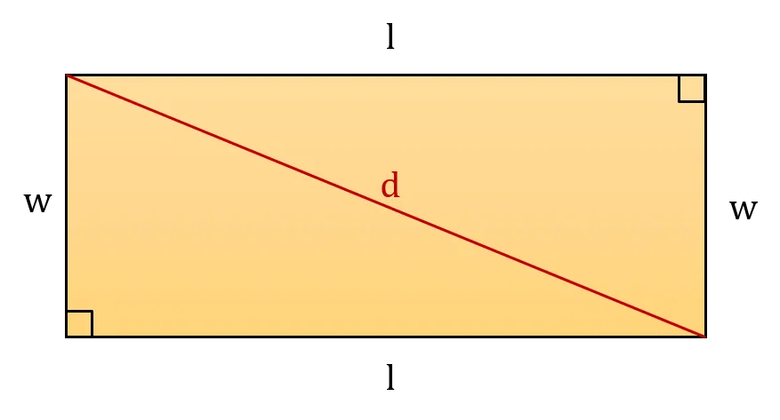 Diagonal of a Rectangle. Calculator Formula