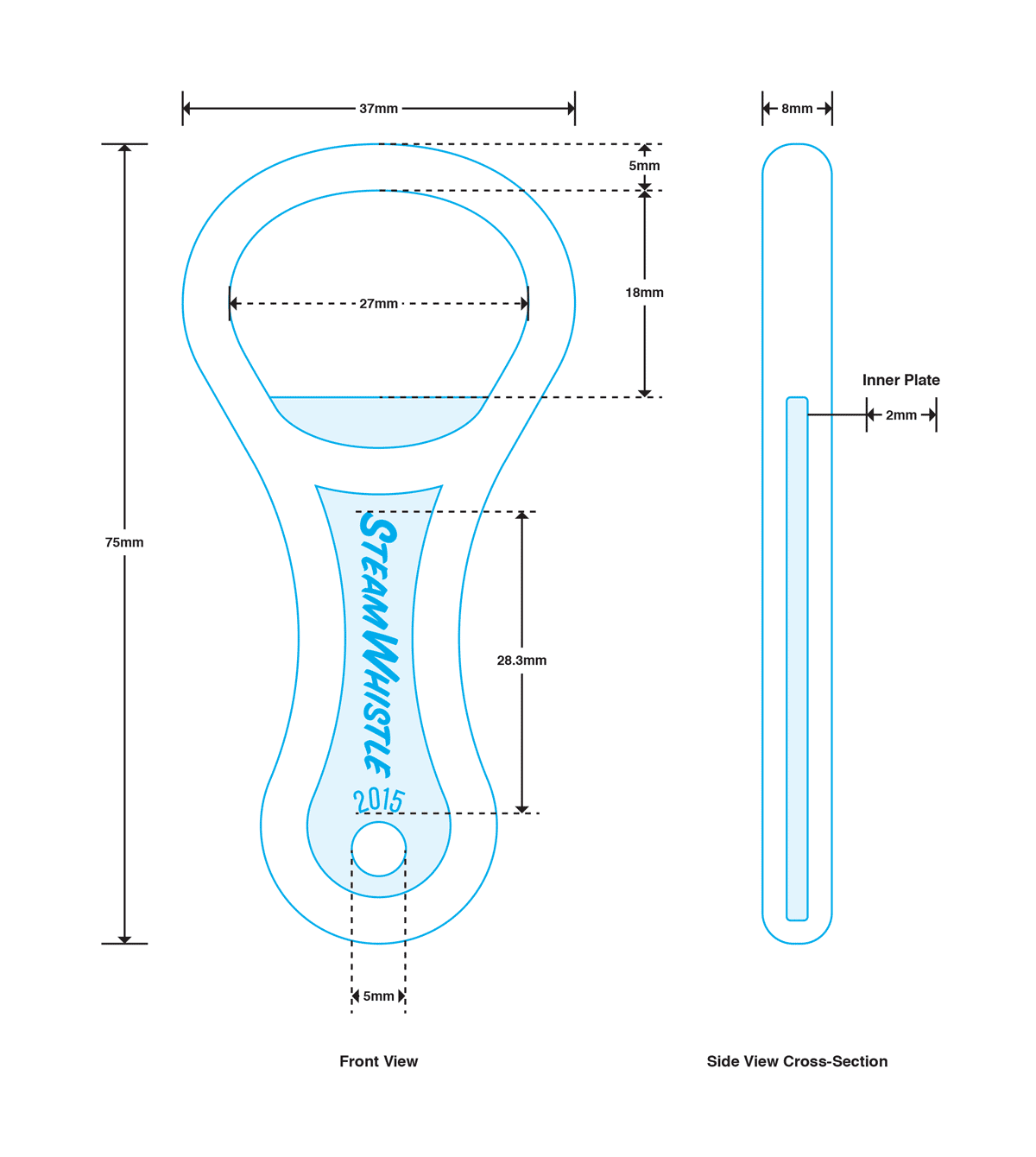 Design Portfolio of Gen Kazak Steam Whistle Bottle Openers