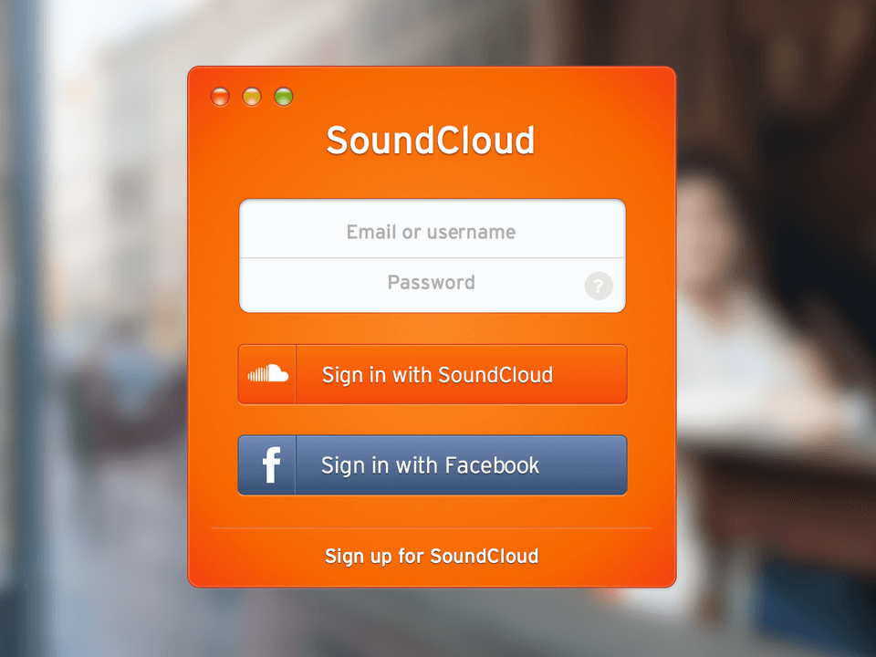 Sound Cloud Sign In UI Kit for Sketch UX/UI Land