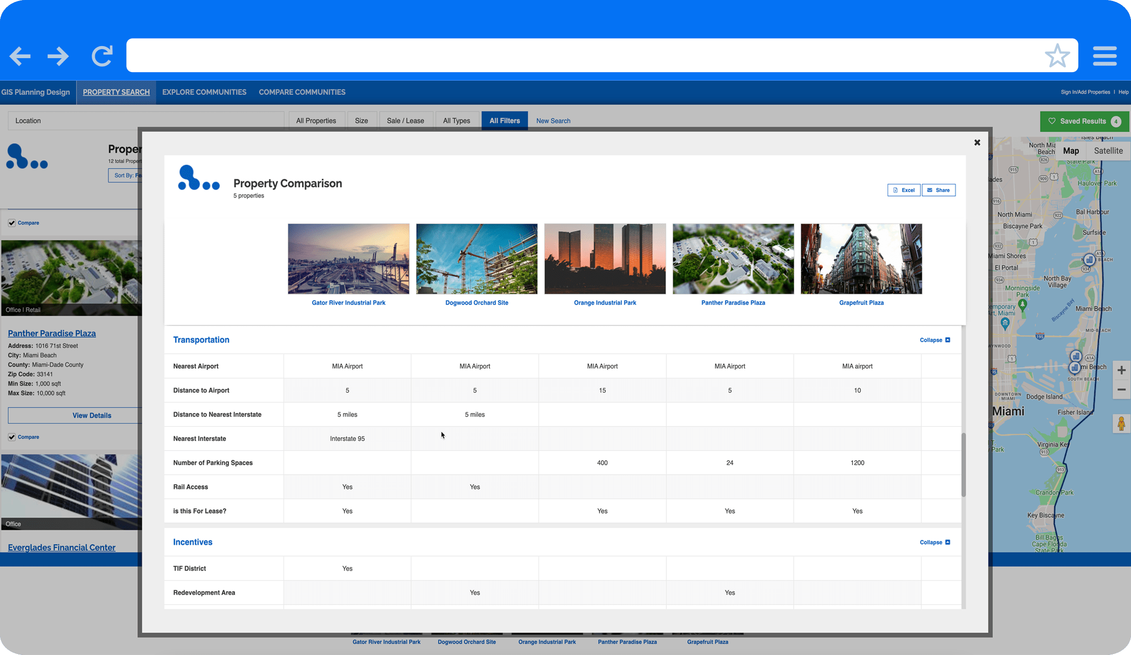 ZoomProspector Property Comparison for economic development
